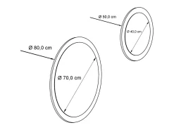 Sale Juego de espejos Globo 50 y 80 cm, 2 espejos de pared redondos decorativos para pasillo y salón con marco de MDF en de alto brillo Blanco