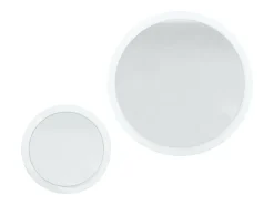Sale Juego de espejos Globo 50 y 80 cm, 2 espejos de pared redondos decorativos para pasillo y salón con marco de MDF en de alto brillo Blanco
