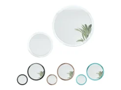 Sale Juego de espejos Globo 50 y 80 cm, 2 espejos de pared redondos decorativos para pasillo y salón con marco de MDF en de alto brillo Blanco