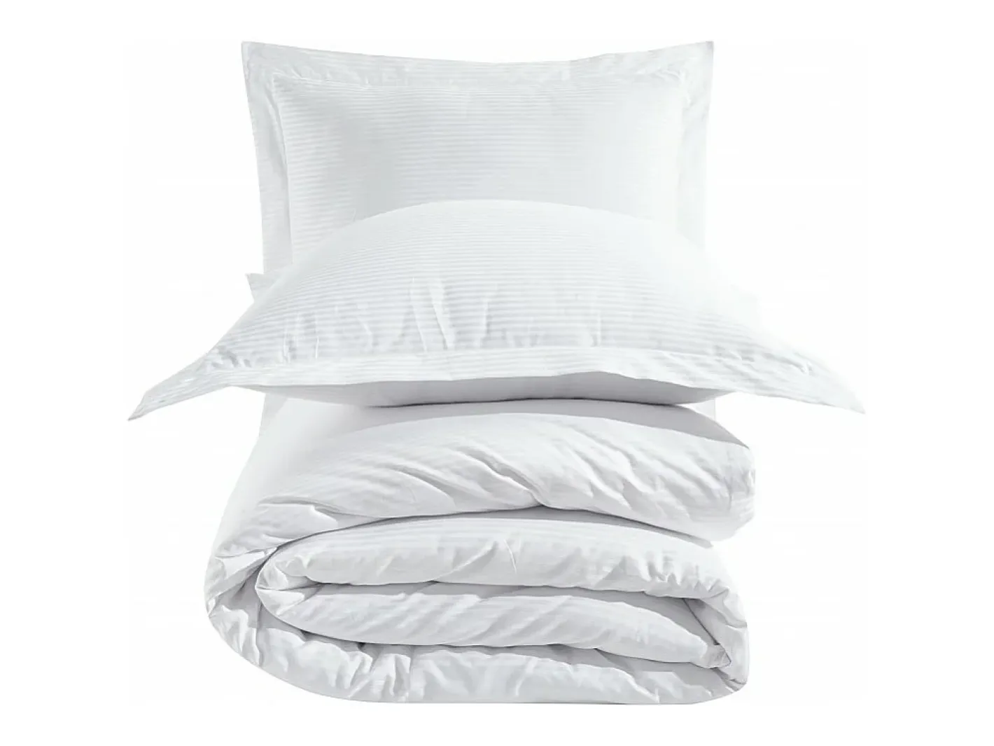 Blanc avenue Juego de funda de edredón + 2 fundas de almohada 63x63cm de satén de algodón rayas Blanco Discount