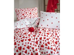 Blanc avenue Ropa De Cama-Juego de funda de edredón 140x200 cm+ 1 FA 65x65 cm 100% algodón Rojo