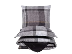 Blanc avenue Ropa De Cama-Juego de funda de edredón 240x220 cm+ 2 fundas de almohada 63x63cm de satén de algodón "Dunloe" Negro