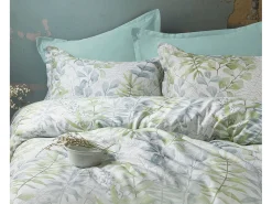 Blanc avenue Juego de funda de edredón 240x220 cm+ 2 fundas de almohada 63x63cm de satén de algodón "Occale green" Verde Discount