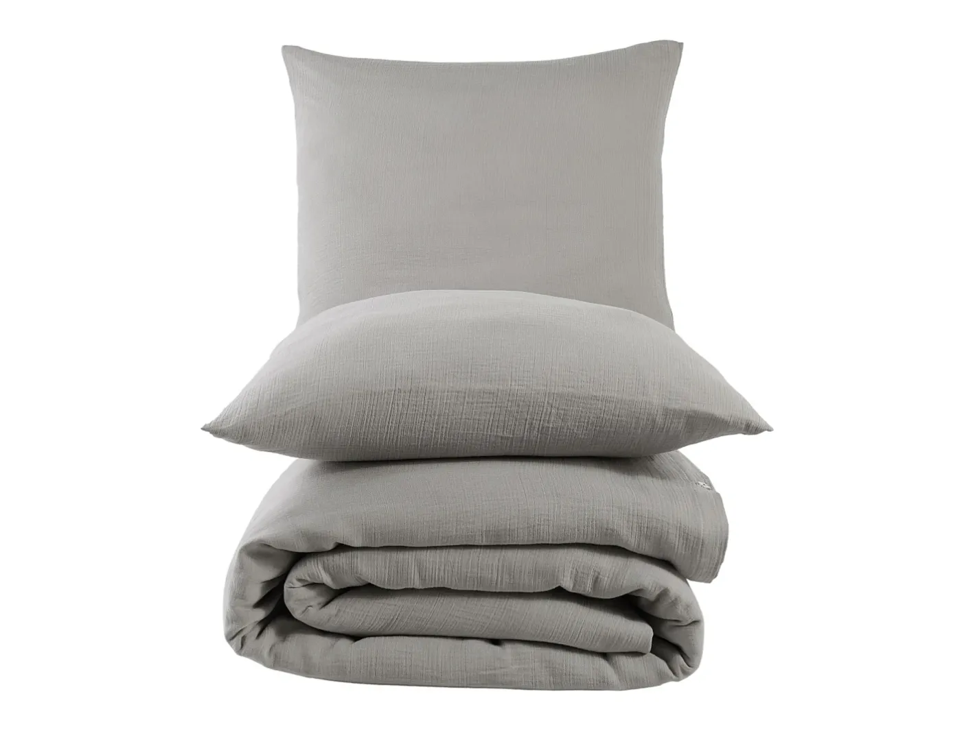Blanc avenue Ropa De Cama-Juego de funda de edredón + 2 fundas de almohada de gasa de algodón- Gris