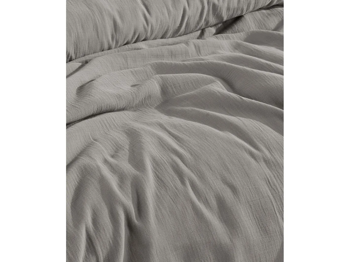 Blanc avenue Ropa De Cama-Juego de funda de edredón + 2 fundas de almohada de gasa de algodón- Gris