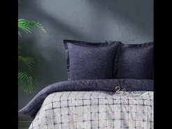 Blanc avenue Juego de funda de edredón + funda de almohada satén de algodón "Melori" Azul New