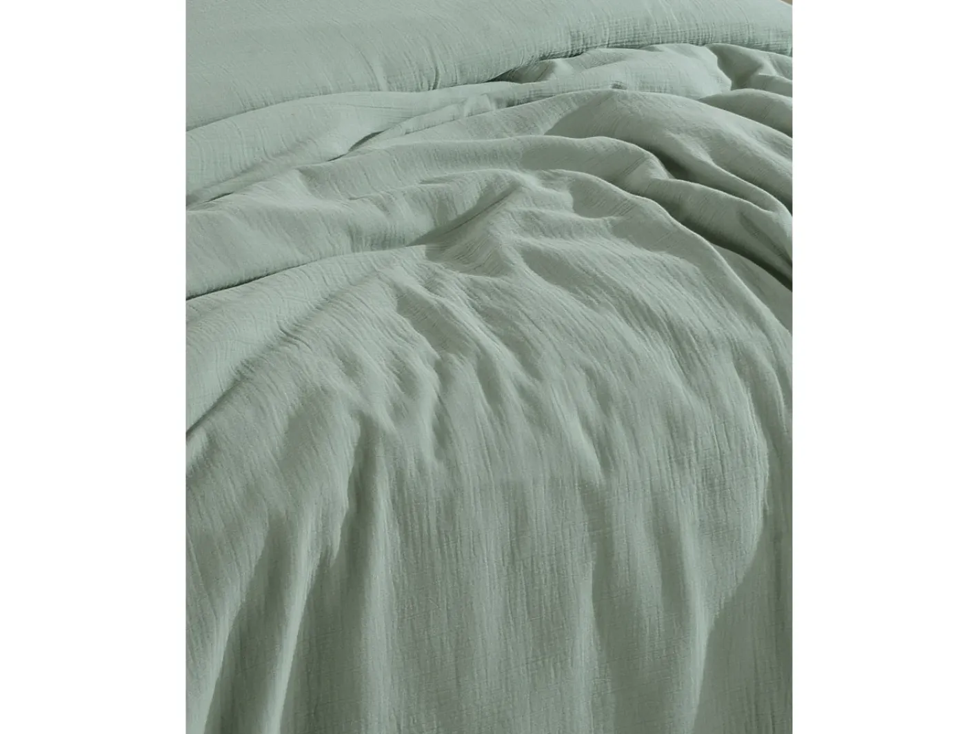 Blanc avenue Juego de funda de edredón + 2 fundas de almohada de gasa de algodón- celadón Verde New
