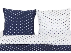 Blanc avenue Juego de funda de edredón +funda de almohada 100% algodón "Pois Marine" Azul Outlet
