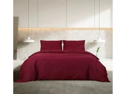 Ropa De Cama-Juego de funda nórdica algodón color burdeos 135x200 cm ES305306 Rojo