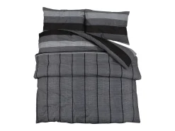 Juego de funda nórdica algodón oscuro 260x220 cm ES226974 Gris