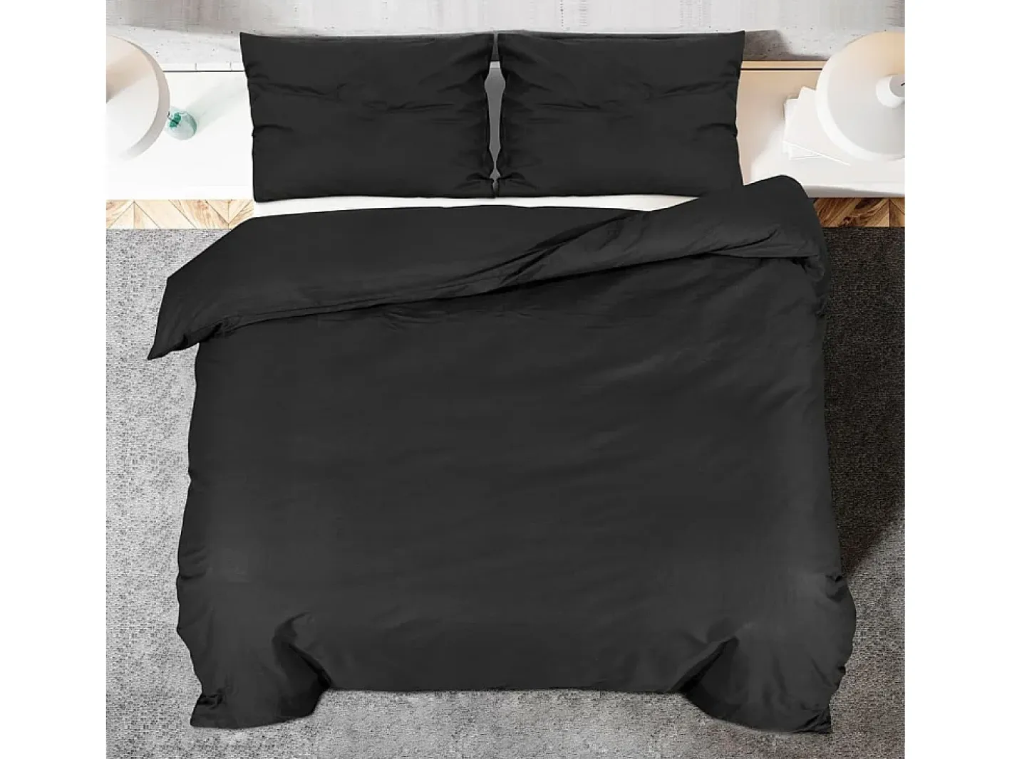 Ropa De Cama-Juego de funda nórdica algodón 200x220 cm ES909798 Negro