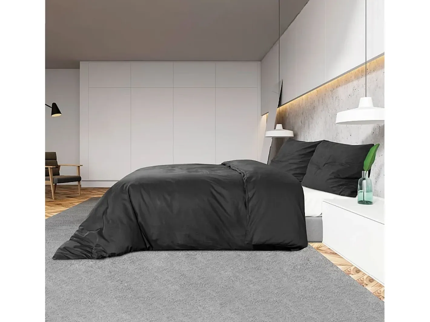 Ropa De Cama-Juego de funda nórdica algodón 200x220 cm ES909798 Negro