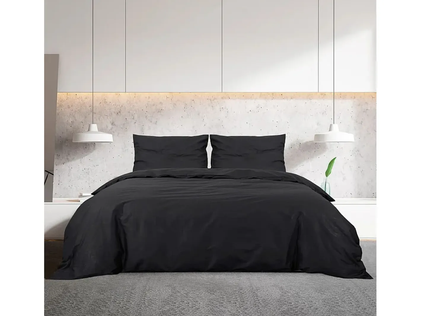 Ropa De Cama-Juego de funda nórdica algodón 200x220 cm ES909798 Negro