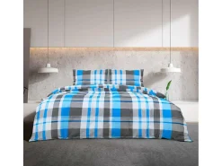 Ropa De Cama-Juego de funda nórdica algodón azul y 200x200 cm ES649646 Gris