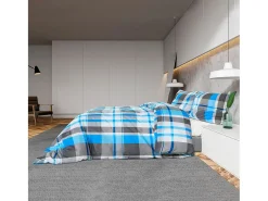 Ropa De Cama-Juego de funda nórdica algodón azul y 200x200 cm ES649646 Gris