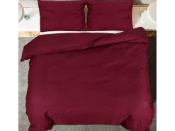 Ropa De Cama-Juego de funda nórdica algodón color burdeos 220x240 cm ES320854 Rojo