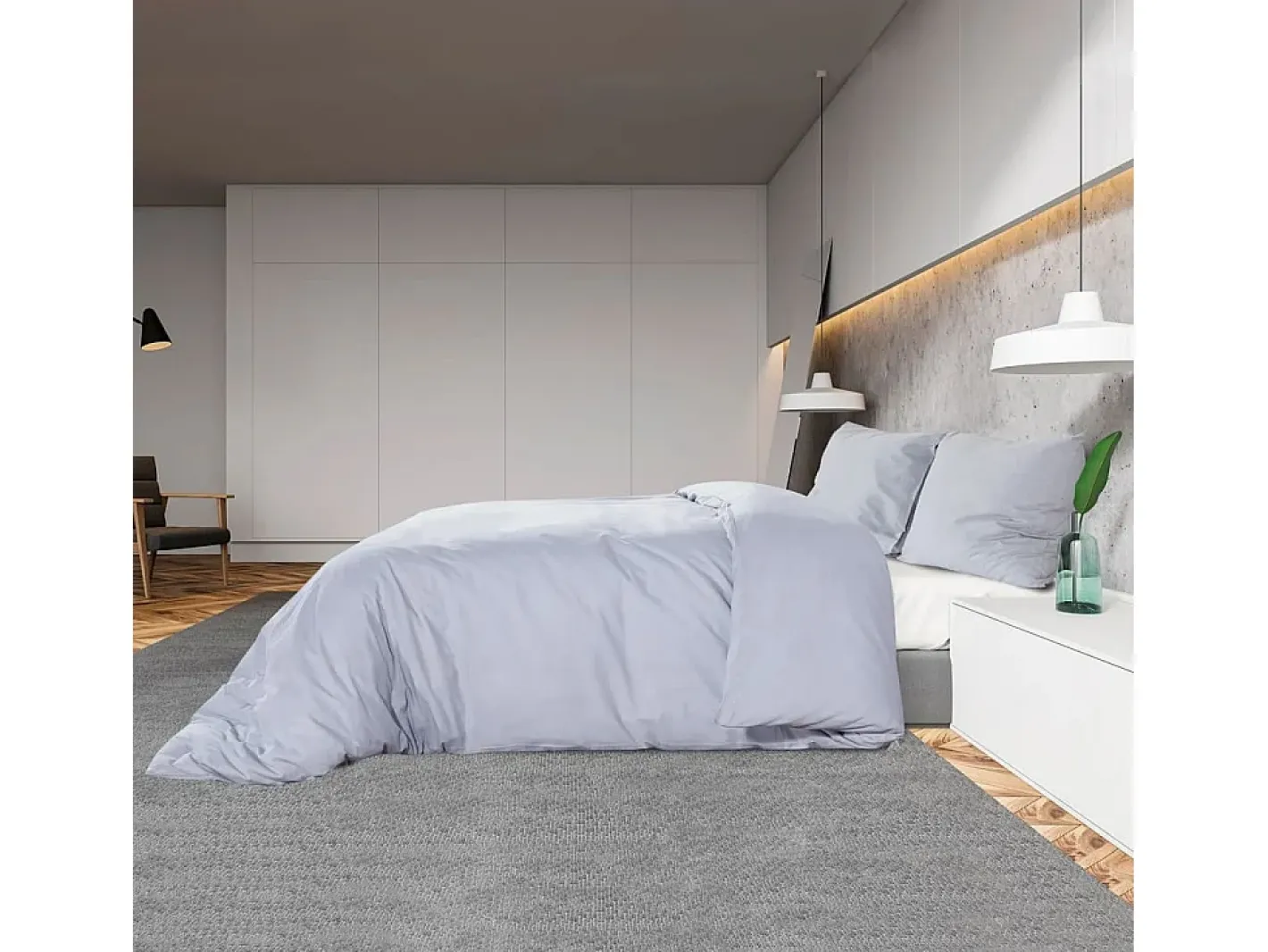 Ropa De Cama-Juego de funda nórdica algodón 200x200 cm ES546811 Gris