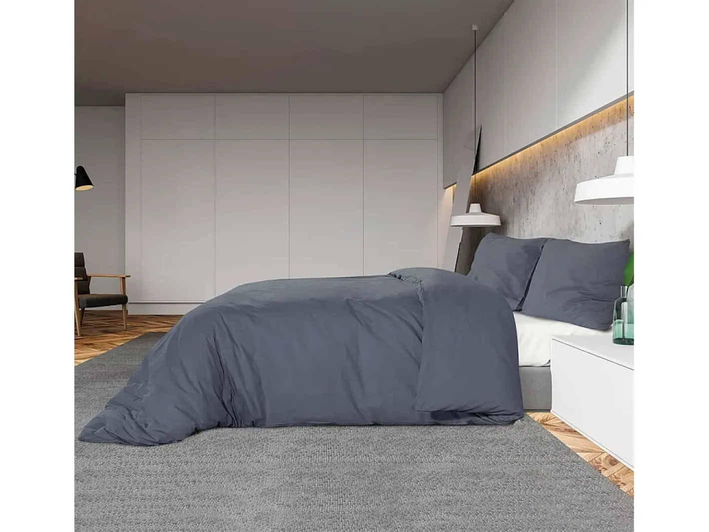 Ropa De Cama-Juego de funda nórdica algodón 240x220 cm ES691361 Gris antracita