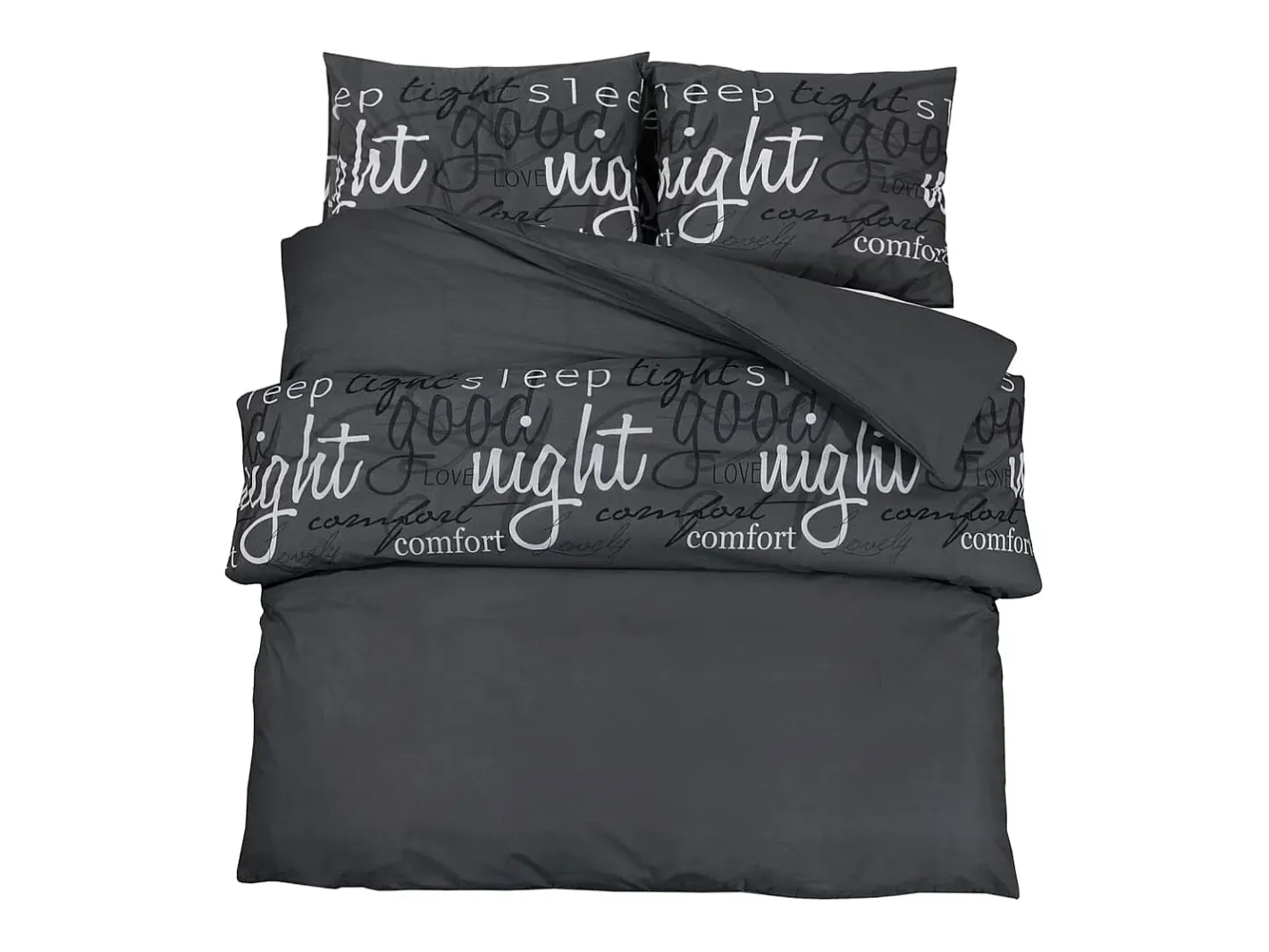 Ropa De Cama-Juego de funda nórdica algodón 155x220 cm ES623351 Negro