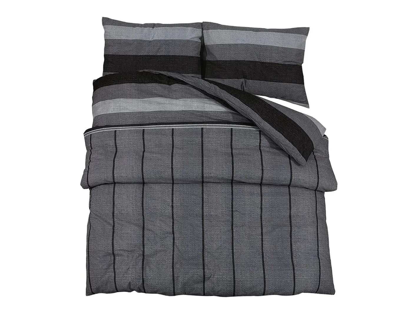 Ropa De Cama-Juego de funda nórdica algodón oscuro 200x200 cm ES758165 Gris