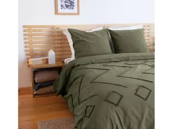 Sweeek Juego de funda nórdica de algodón, tufted étnico de 2 plazas Verde Outlet