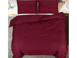 Ropa De Cama-Juego de funda nórdica microfibra ligera burdeos 240x220 cm ES705485 Rojo