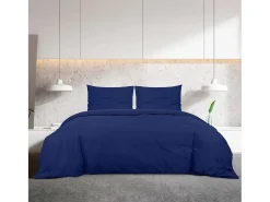 Ropa De Cama-Juego de funda nórdica microfibra ligera marino 200x200 cm ES393077 Azul