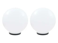 Iluminación Exterior-Juego de lámparas de bola LED 2 piezas esféricas 40 cm PMMA ES349915 Blanco