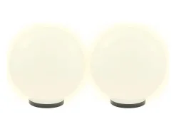 Iluminación Exterior-Juego de lámparas de bola LED 2 piezas esféricas 40 cm PMMA ES349915 Blanco