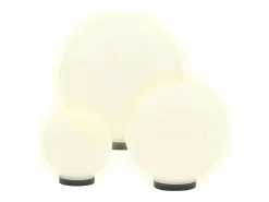 Juego de lámparas de bola LED 3 pzas esféricas 20/30/40 cm PMMA ES100005 Blanco