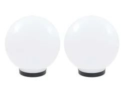 Iluminación Exterior-Juego de lámparas de bola LED 2 piezas esféricas 25 cm PMMA ES850014 Blanco