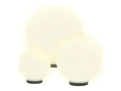 Iluminación Exterior-Juego de lámparas de bola LED 6 uds esféricas PMMA 20/30/40 cm ES255421 Blanco