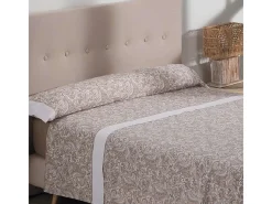 Ropa De Cama-Juego de Sábanas Atenea Beig / Blanco - Nalui Beige