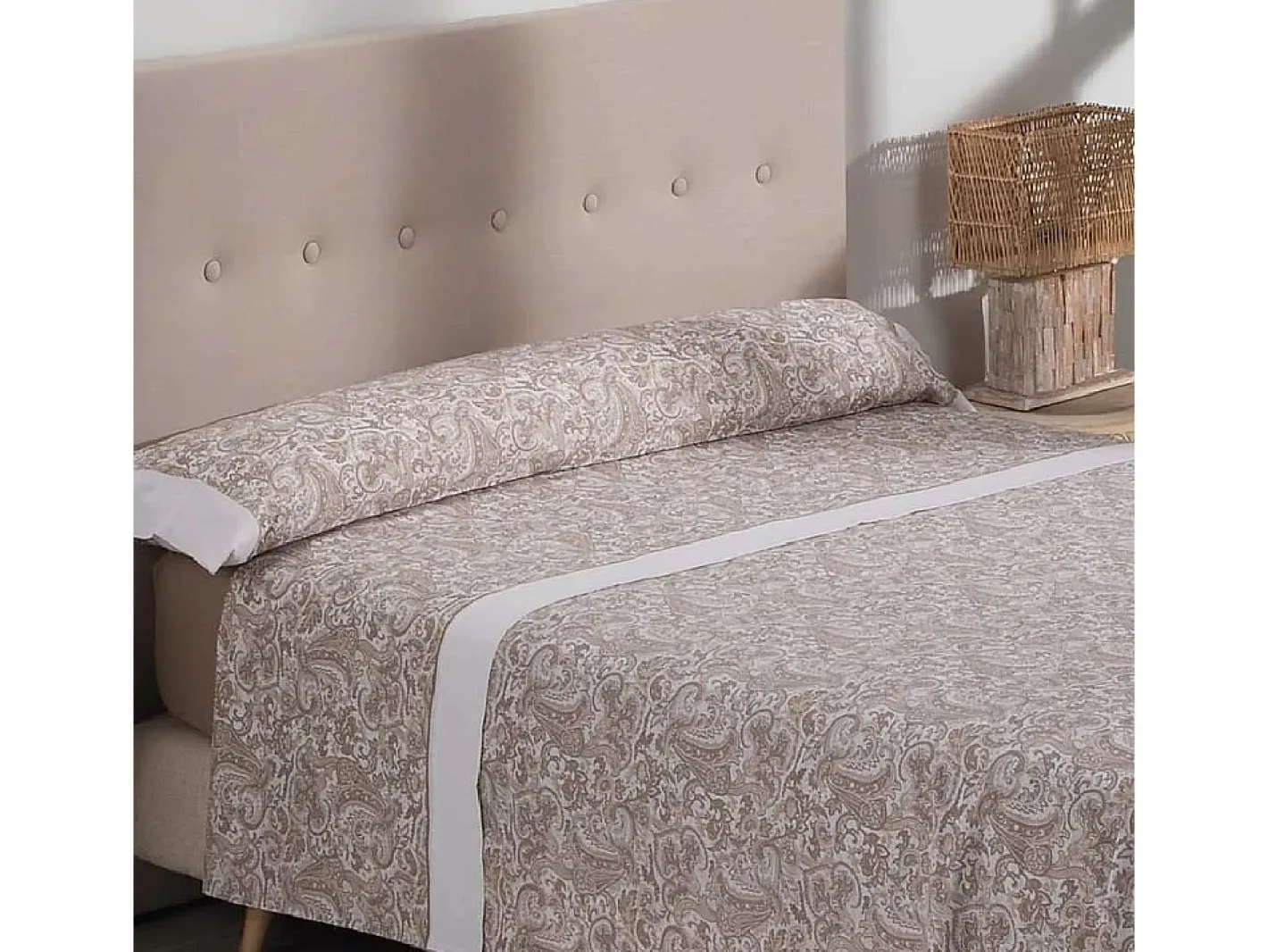 Sale Juego de Sábanas Atenea Beig / Blanco - Nalui Beige