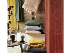Douceur d'intérieur Ropa De Cama-Juego de sábanas de gasa de algodón 240 x 220 cm Caqui