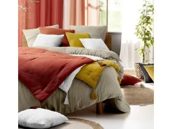 Douceur d'intérieur Juego de sábanas de gasa de algodón 240 x 220 cm Beige