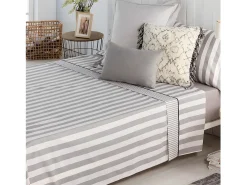 Cotton Artean Juego de sábanas LINES percal algodón 180 hilos Cama 150 Gris