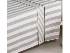 Cotton Artean Juego de sábanas LINES percal algodón 180 hilos Cama 150 Gris