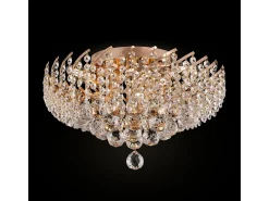 Maytoni Karolina Plafón Semi Empotrado Oro & Cristal, 6 Luces, E14 Dorado Outlet