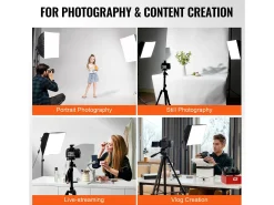 Kit de Iluminación Softbox SucceBuy, 41 x 41 Cm, 3000-6500K Ajustable para la Toma de Fotos Negro