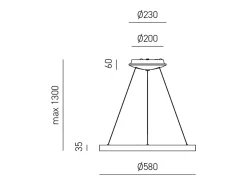 Lámpara Suspendida-Krizia - Lámpara colgante LED regulable 50W - 2900lm, luz cálida 3000K, aro oro cepillado, difusor opal, d. 60cm, IP20 Dorado