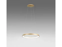 Lámpara Suspendida-Krizia - Lámpara colgante LED regulable 50W - 2900lm, luz cálida 3000K, aro oro cepillado, difusor opal, d. 60cm, IP20 Dorado