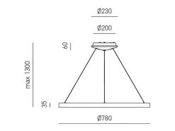 Lámpara Suspendida-Krizia - Lámpara colgante LED regulable 60W - 4800lm, luz cálida 3000K, aro oro cepillado, difusor opal, d.80 cm, IP20 Dorado