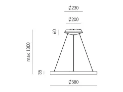 New Krizia - Lámpara colgante LED regulable 50W - 2900lm, luz cálida 3000K, aro mate, difusor opal, d. 60cm, IP20 Blanco
