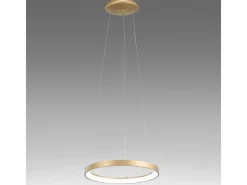 Lámpara Suspendida-Krizia - Lámpara colgante LED regulable 30W - 2300lm, luz cálida 3000K, aro oro cepillado, difusor acrílico, d. 40cm, IP20 Dorado