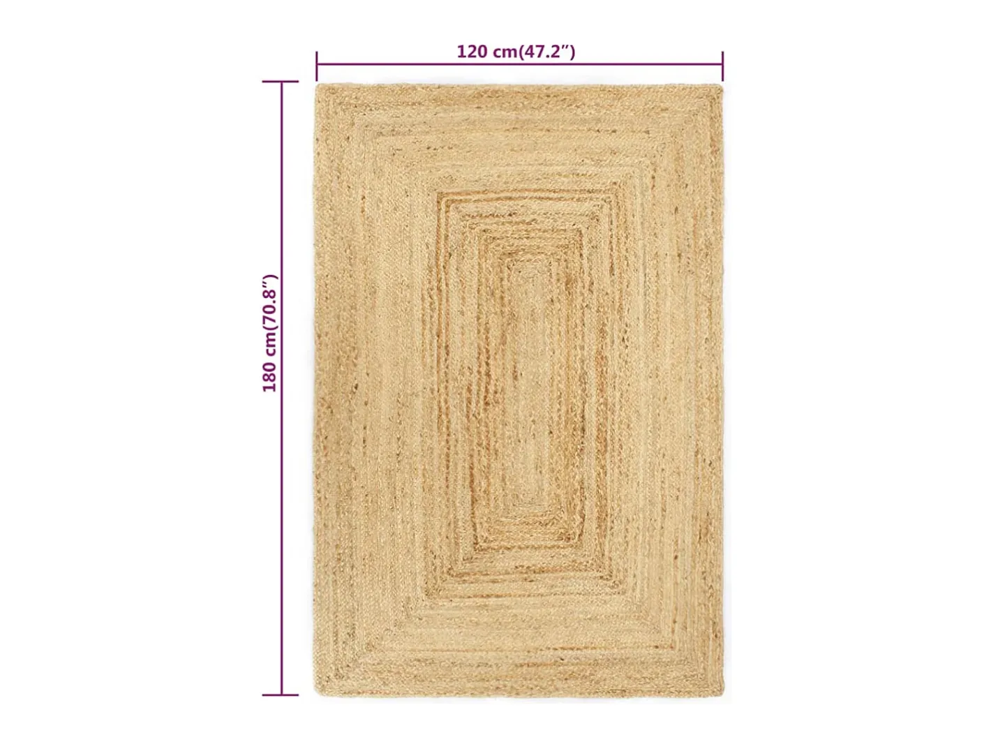 Garden Furniture Alfombra De Salón-Kylva Alfombra de yute tejida a mano natural 120x180 cm Marru00f3n