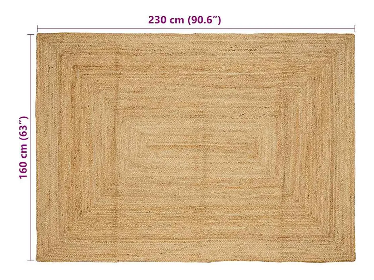 Sale Garden Furniture Kylva Alfombra de yute tejida a mano natural 160x230 cm Marru00f3n