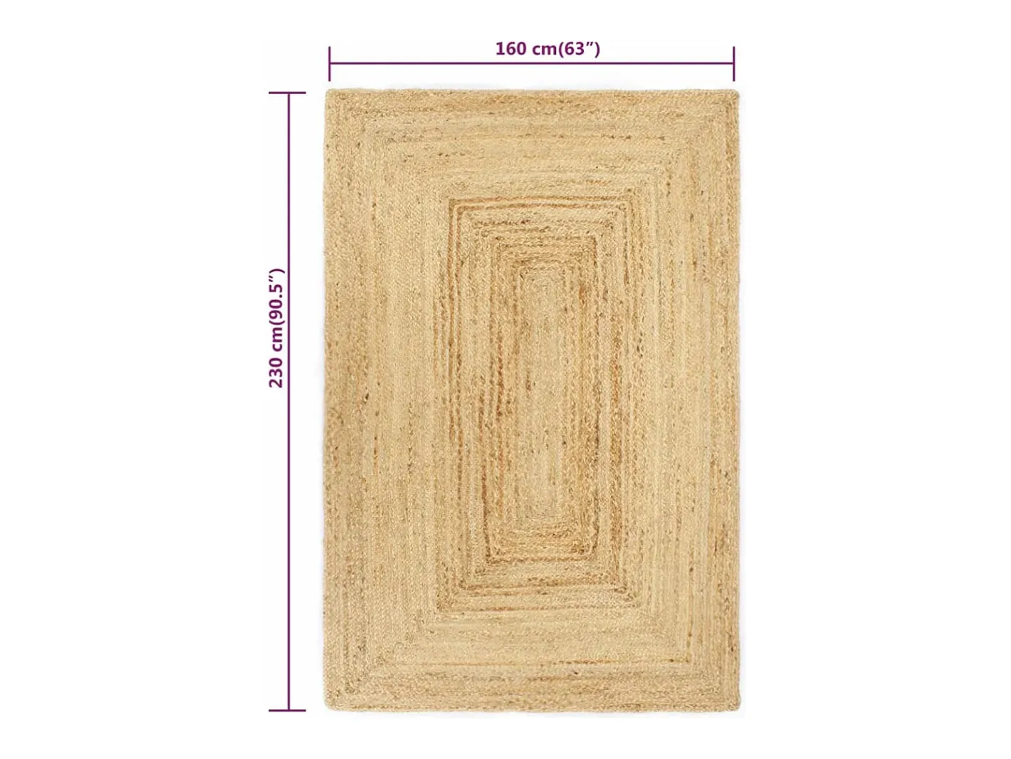 Sale Garden Furniture Kylva Alfombra de yute tejida a mano natural 160x230 cm Marru00f3n