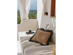 New Bazar Bizar La Funda De Cojín De Rafia - Natural Negro - 60x60 Multicolor