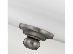 Plafón-Lampada a Soffitto 4 Luci Rama In Acciaio Nero A Bracci Curvi E Sfere In Vetro Opalino Marru00f3n